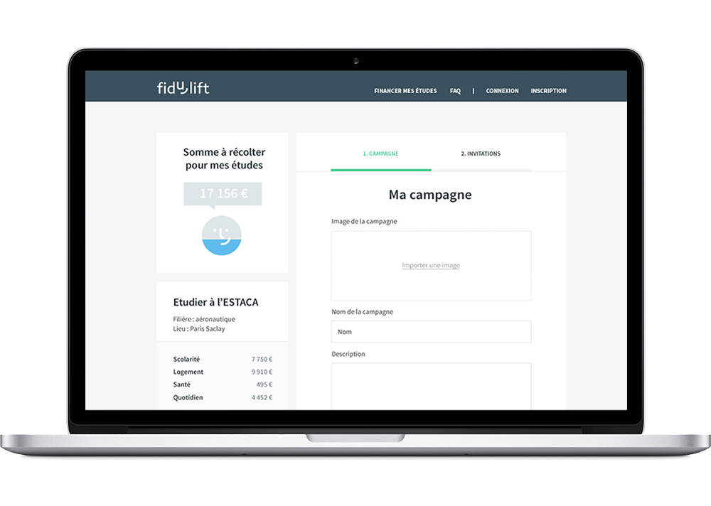 User experience fidulift création compte